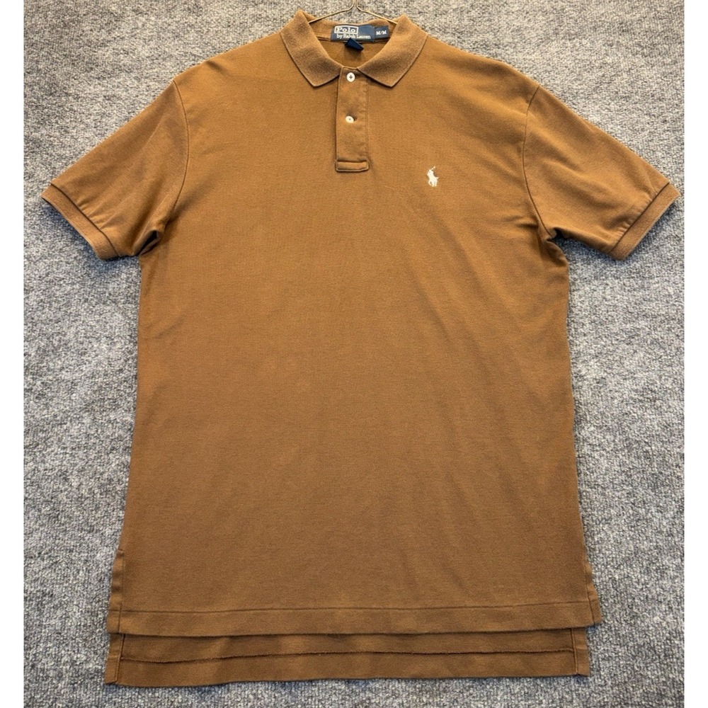Polo Ralph Lauren Men's M Brown Short Sleeve Polo Shirt 100% Cotton Pony Logo